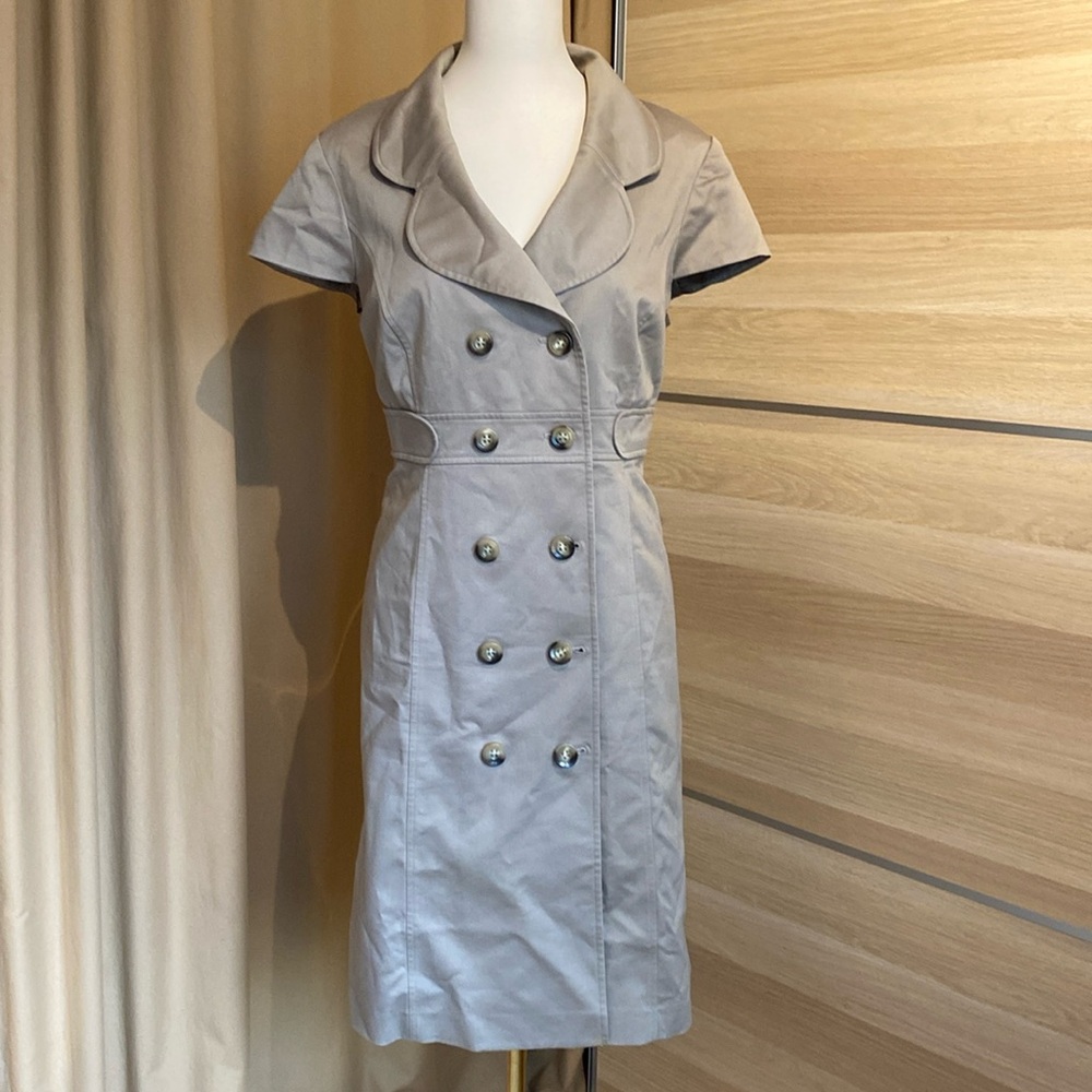 Tahari Arthur S. Levine Taupe Double Breasted Sheath Dress – Size 14